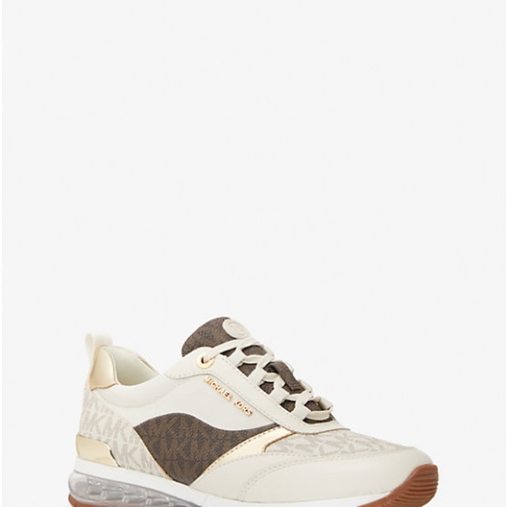 MICHAEL MICHAEL KORS Allie Stride Extreme Color-Block Logo Trainer Size 6 Cream